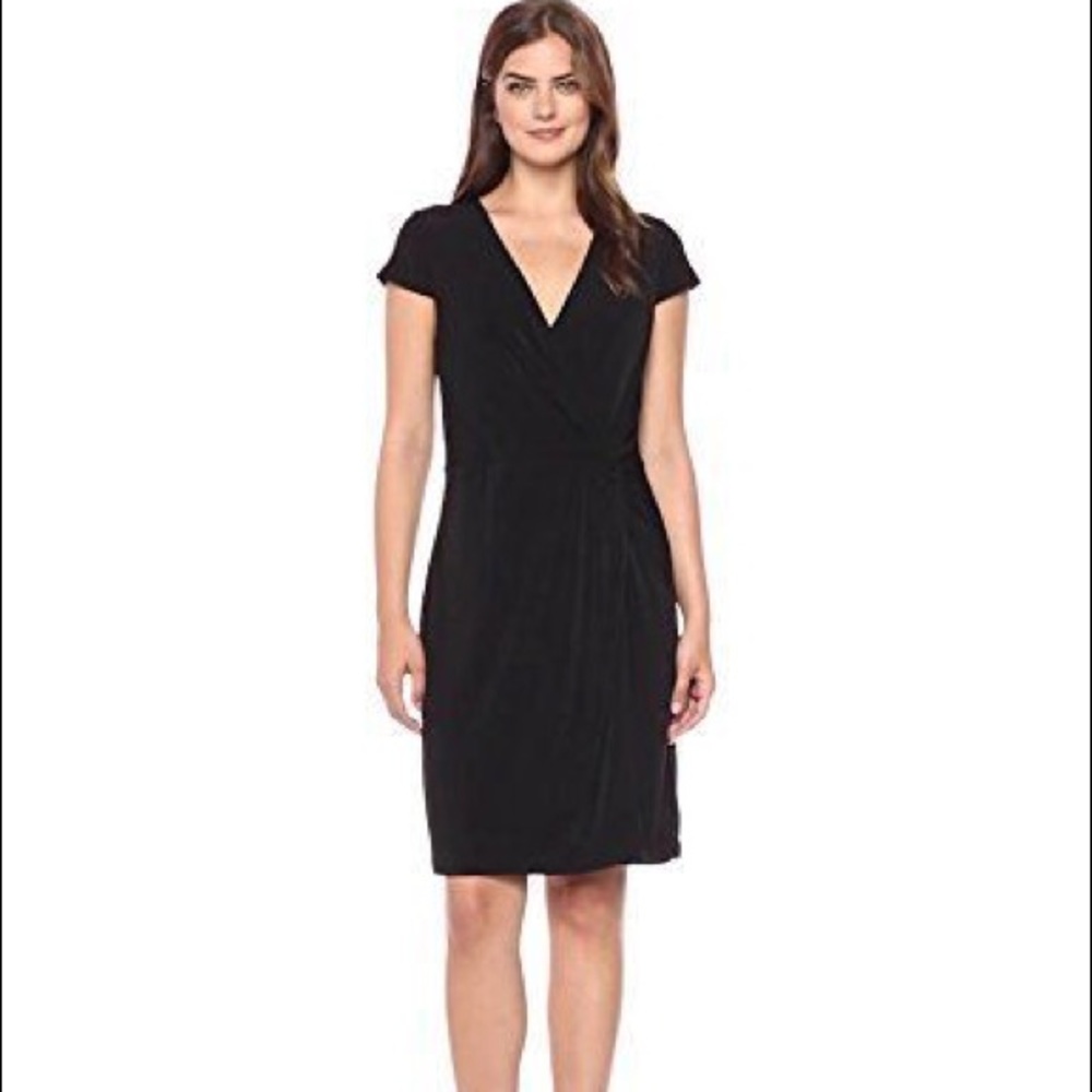 Tiana B Faux Wrap Black Dress